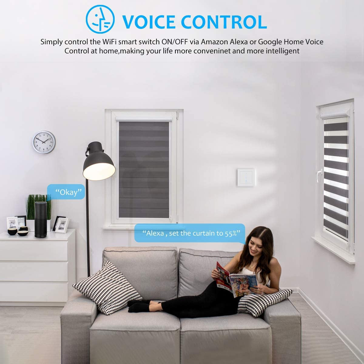 WLAN Rollladenschalter, [6 Gen] Jalousien Schalter Mit Steuerbarer LED, Smart Rolladen Zeitschaltuhr Benötigt Nullleiter, Rolladensteuerung Kompatibel Mit Echo Alexa/Google, 4 Stücke