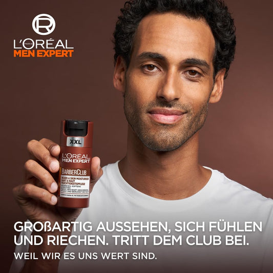 L'Oréal Men Expert Bart & Haut XXL Feuchtigkeitspflege Für Männer, Gesichtscreme Für Den 3-Tage-Bart, Bartpflege Für Herren Mit Zedernholzöl, Barber Club, [Amazon Exclusive], 1 X 100 Ml