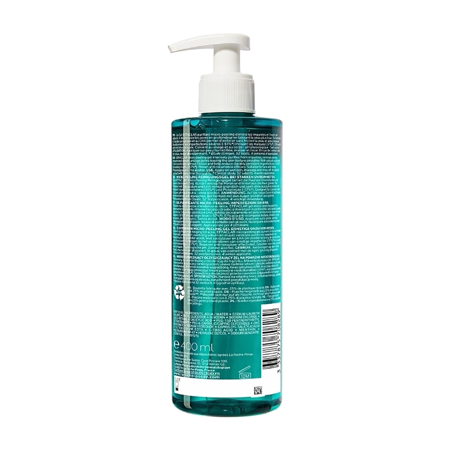 La Roche Posay Mikro-Peeling Reinigungsgel, Für Gesicht Und Körper, Für Unreine, Fettige Haut, Sanft Exfolierend, Mit LHA, Salicylsäure, Glycerin Und Zink, 400 Ml