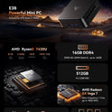 Nipogi E3B Mini PC AMD Ryzen 5 7430U(Bis Zu 4,3Ghz) 16GB DDR4 512GB SSD Mit Radeon RX Vega 7 Graphics Micro Desktop Computer Für Büro/Heimkino/Meeting/Business/Trip |Wifi 6|BT 5.2|USB3.2