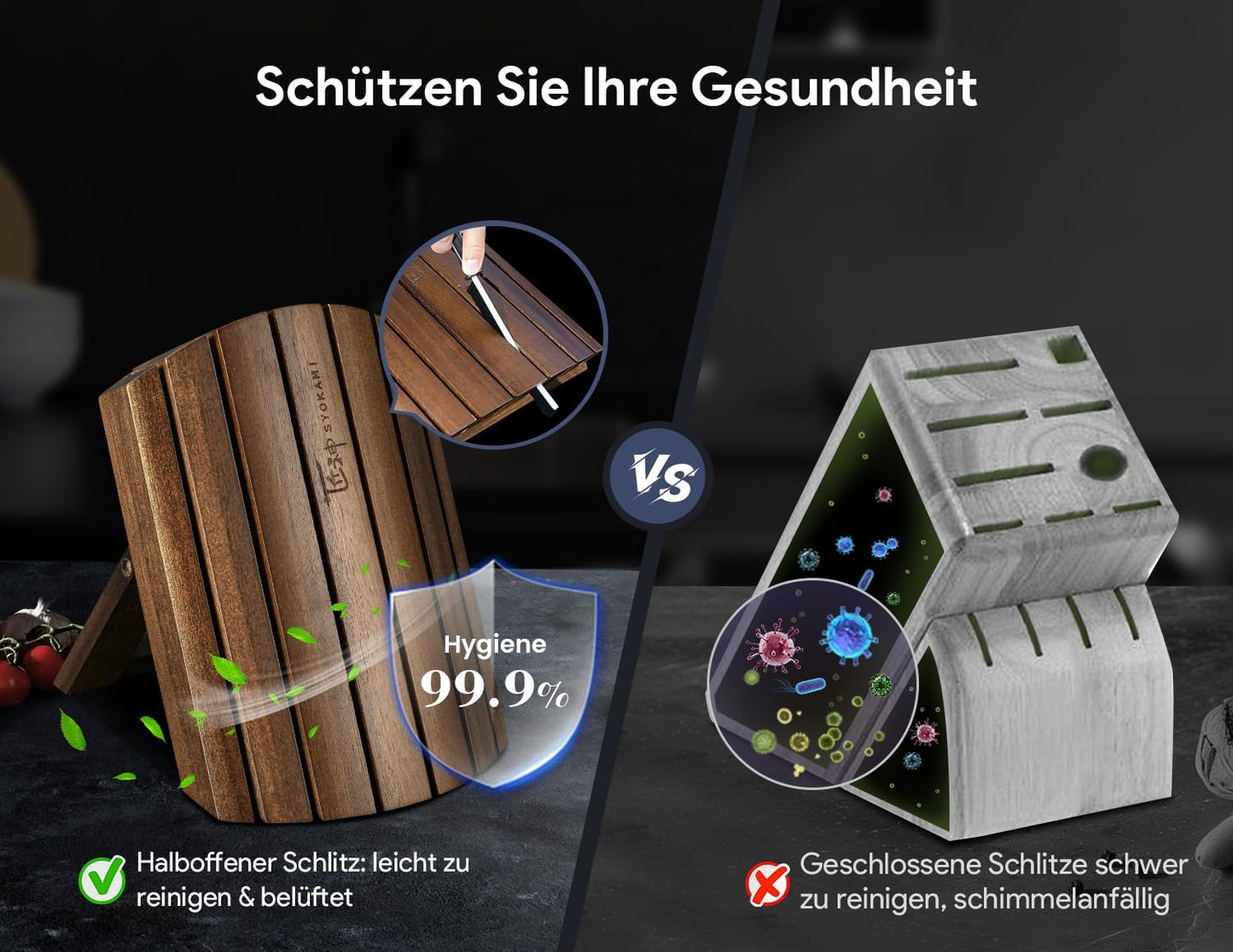 Messerset 7-Teiliges Küchenmesser-Set Im Japanischen Stil Mit Faltbarem Magnetischem Akazienholzblock, Scharfer Karbonstahl Für Die Küche Mit Rutschfestem Ergonomischem Griff