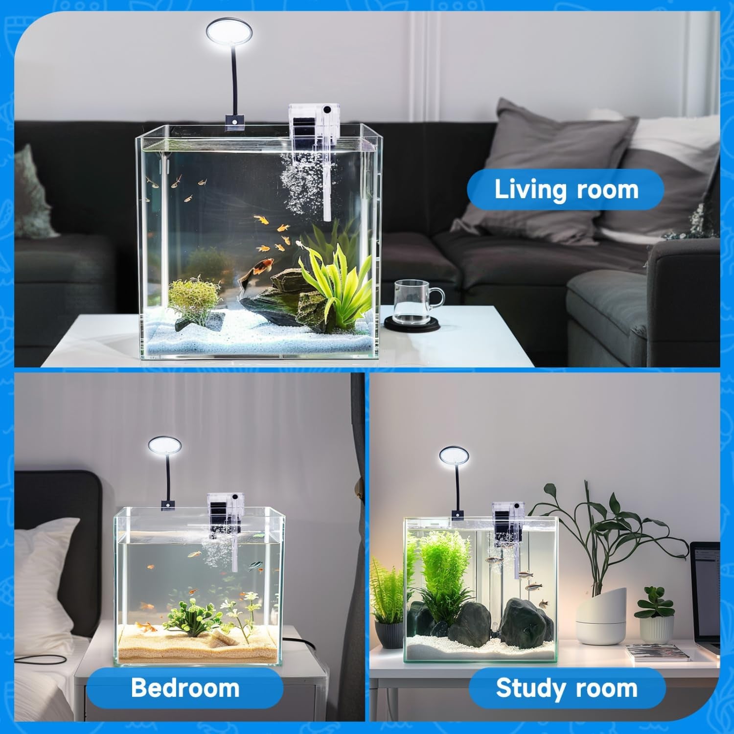 Nobleza - 27L Mini Aquarium Komplettset, Nano Aquarium Stabiles Einsteigerbecken Mit Led-Beleuchtung Und Eingebautem Filtersystem
