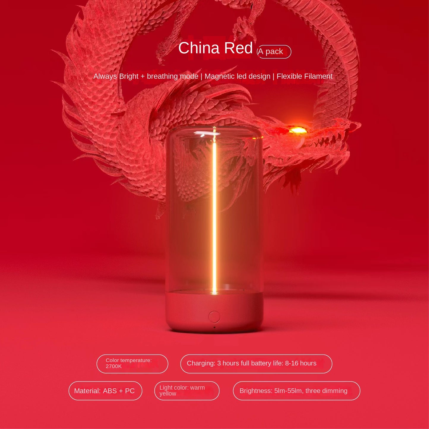 New LED Camping Lamp Type-C Charging Anti-Blue Light Portable Night Light High Transparency Durable Creative Ambient Light