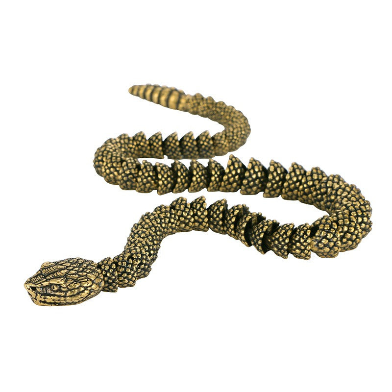 Antique Cobra Copper Ornaments Antique Old 3D Live Snake Showroom Decoration Rattlesnake Crafts