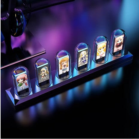 RGB Digital Tube Clock LED Glow IPS Color Screen DIY Analog Digital Tube Night Light Game Desktop Home Decoration