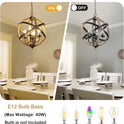 Farmhouse Chandelier Light Fixtures 4-Light Dining Room Light Fixtures Height Adjustable Rustic Wood Light