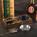 Multifunctional Cigar Ashtray Foldable Walnut Wood Box Include Cigar Cutter Holder And Hole Opener Smoking Accessories