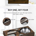 Multifunctional Cigar Ashtray Foldable Walnut Wood Box Include Cigar Cutter Holder And Hole Opener Smoking Accessories