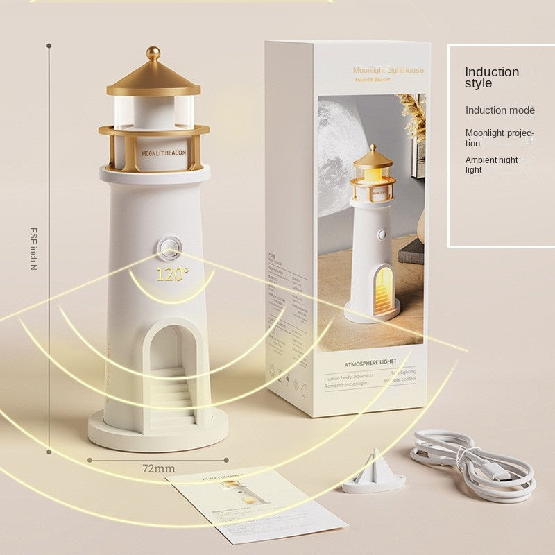 Moonlight Lighthouse Projector Lamp, Bedside Ambient Creative Projection Lamp, Sleep Companion Light, Decorative Gift Item