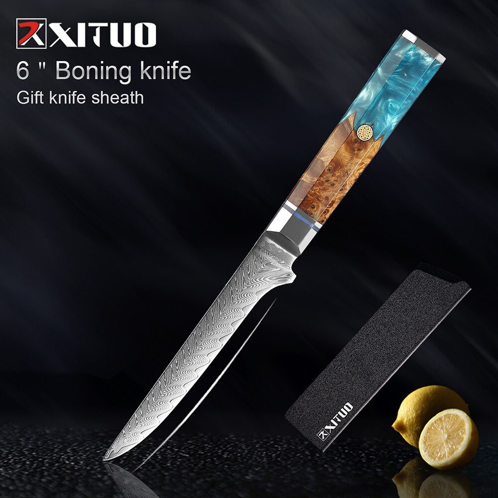 XITUO 1-9Pcs Damascus Chef Knife Razor Sharp Japanese Knife For Kitchen Cuisine Meat Cut Kiritsuke Nakiri Peeling Cooking Knife