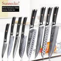 SUNNECKO Damascus Chef Utility Bread Paring Santoku Steak Knife Japanese VG10 Steel G10 Handle Meat Cutting Kitchen Knives Set
