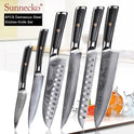 SUNNECKO Damascus Chef Utility Bread Paring Santoku Steak Knife Japanese VG10 Steel G10 Handle Meat Cutting Kitchen Knives Set