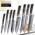 SUNNECKO Damascus Chef Utility Bread Paring Santoku Steak Knife Japanese VG10 Steel G10 Handle Meat Cutting Kitchen Knives Set