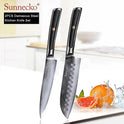 SUNNECKO Damascus Chef Utility Bread Paring Santoku Steak Knife Japanese VG10 Steel G10 Handle Meat Cutting Kitchen Knives Set