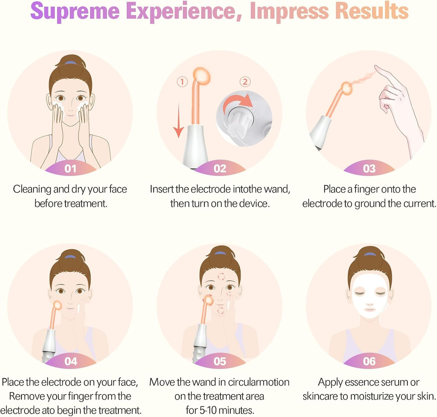 Hochfrequenz Gesichtsmaschine 6 PC, Neongasstäbe Und Argongasstäbe Schönheitsgerät Für Die Hautpflege, Aknebehandlung, Hautstraffung, Faltenreduzierung, Gesichtsreiniger