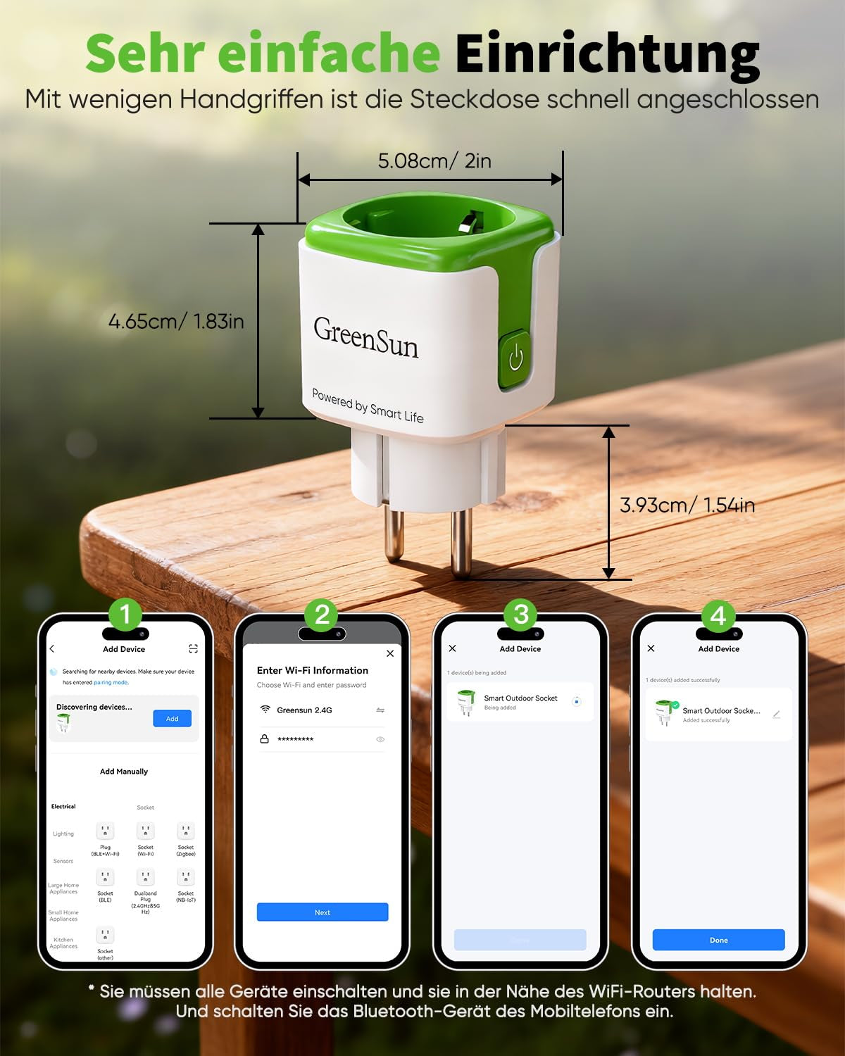 Greensun WLAN Steckdose Mit Strommessung Smart Life APP - Stromzähler Für Steckdose Stromverbrauch Energiekostenmesser Zeitschaltuhr Sprachsteuerung Mit Alexa &Google 4PC