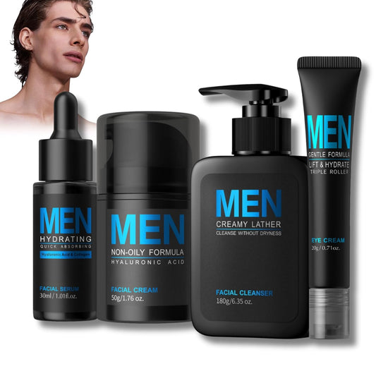 Gesichtspflege Set Männer - Korean Skincare Set Mit Gesichtsreiniger, Serum, Augencreme, Feuchtigkeitscreme - Pflegeset Männer Für Tägliche Routine - Geschenke Für Männer,