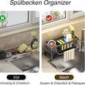 Spüle Küchen Organizer, Spülbecken Organizer Mit Selbstentleerender Ablaufwanne for Schwammhalter, Handtuchhalter, Spültuchhalter, Super Organizer Für Küche Und Badezimmer. (Schwarz)