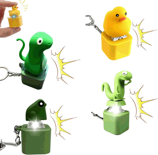 Duckys Quacking Fidget Toy, anti Stress Spielzeug Tiere, Ente Schlüsselanhänger Lustig, Eidechse Clicker Spielzeug, Frosch Fidget Toy Stressabbau Erwachsene Gadgets Für Antistress (#A+B+C+D)