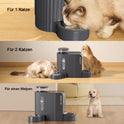Gardner Pet Automatischer Futterspender Für Katzen/Hunde 2 Näpfe(3L*2), Futterautomat Katze Und Wasserspender Hund Mit Edelstahlschüssel, Ohne Strom, BPA Frei, Gravitation Katzenfutter Automat (Grau)