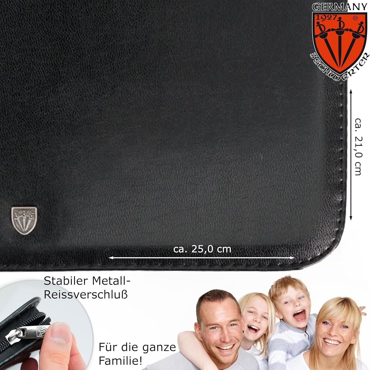 DREI SCHWERTER - Germany 23-Tlg. MEGA Maniküreset 'Varese' Nagel Set Etui in Kunstleder Schwarz | Inhalt: Nagelschere, Nagelzange, Haarschere, Nagelknipser Und Vieles Mehr!