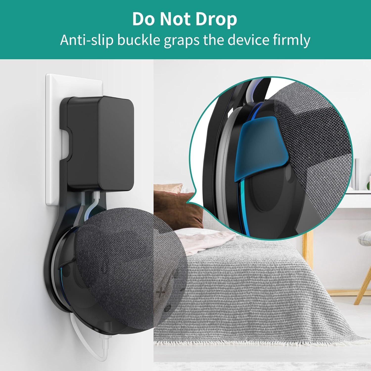 Plusacc Steckdosenhalterung Für Echo Dot 5. Generation - Wandhalterung Halterung Keine Schrauben Notwendig (Schwarz)