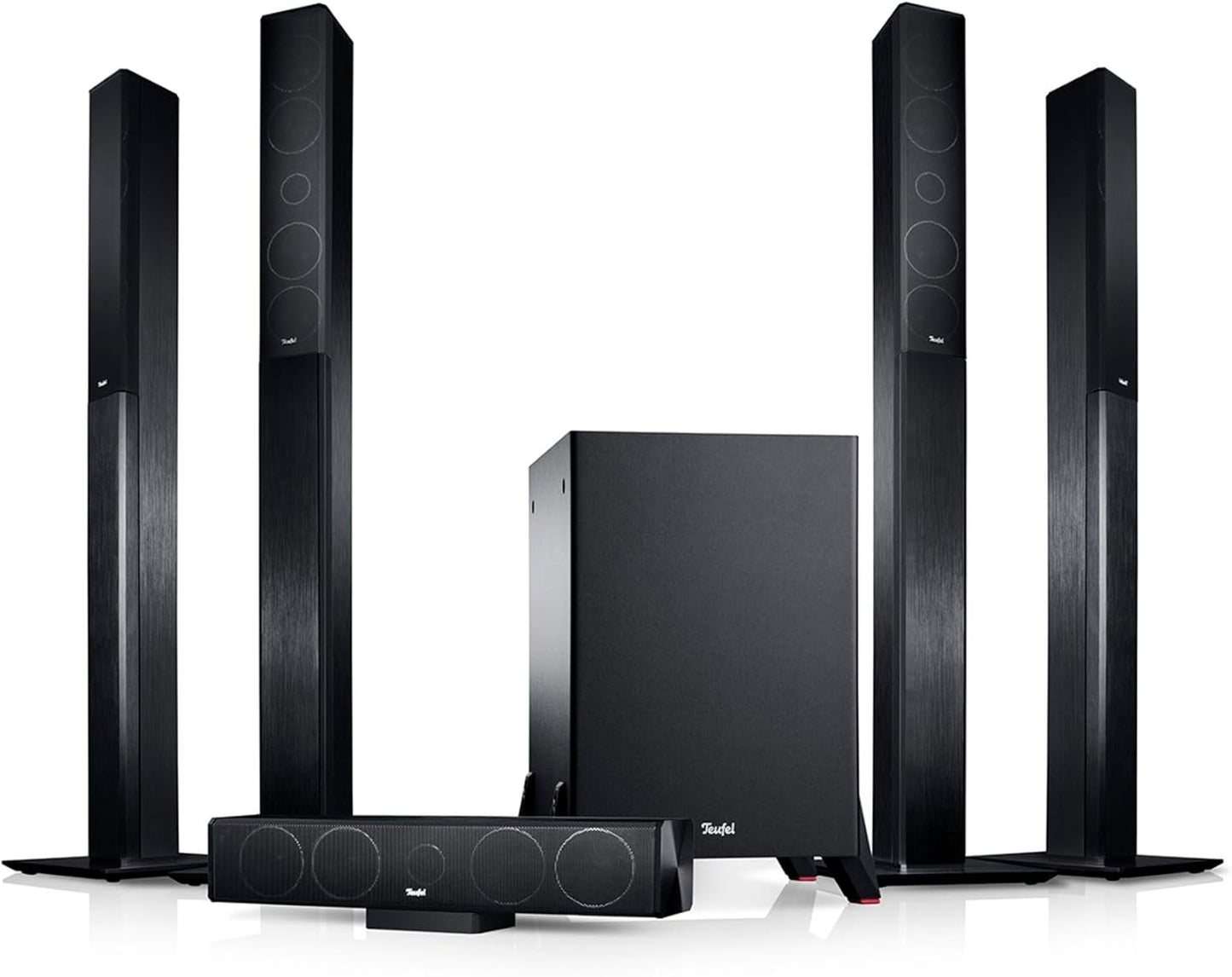 Teufel LT 4-5.1 Heimkino Set L - Home Cinema Soundanlage Mit Subwoofer Und Säule Aus Aluminium, Bassreflex, Hi-Fi Sound System - Schwarz