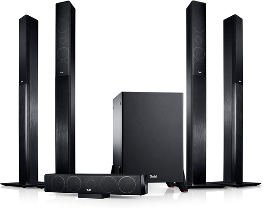 Teufel LT 4-5.1 Heimkino Set L - Home Cinema Soundanlage Mit Subwoofer Und Säule Aus Aluminium, Bassreflex, Hi-Fi Sound System - Schwarz