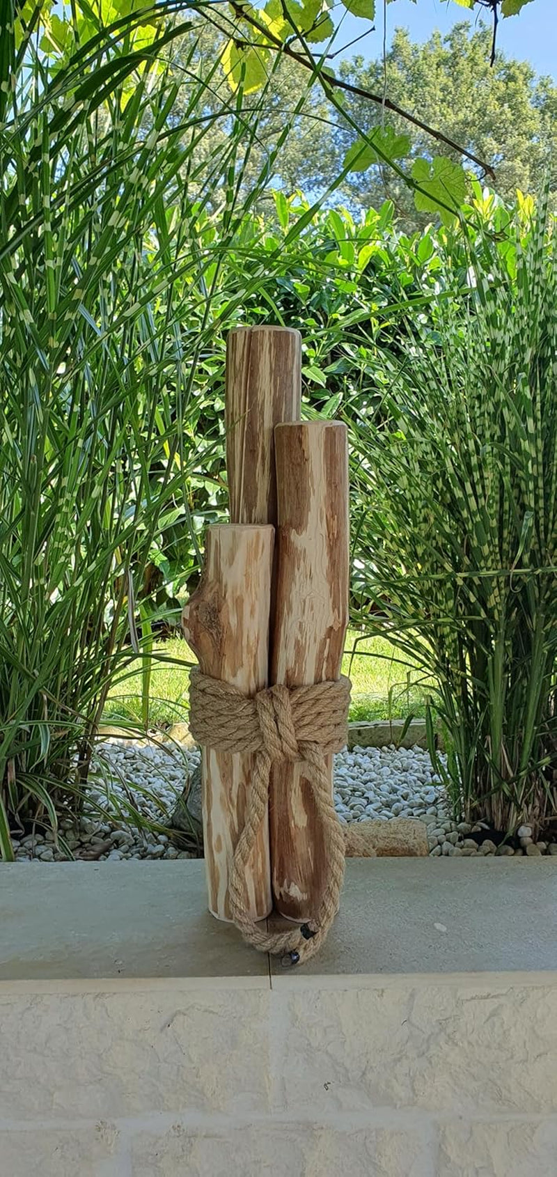 Nature LOUNGE Maritime Windlichtsäulen Aus Haselnuss - Naturholz Dekoration Haus Und Garten (60 Cm)