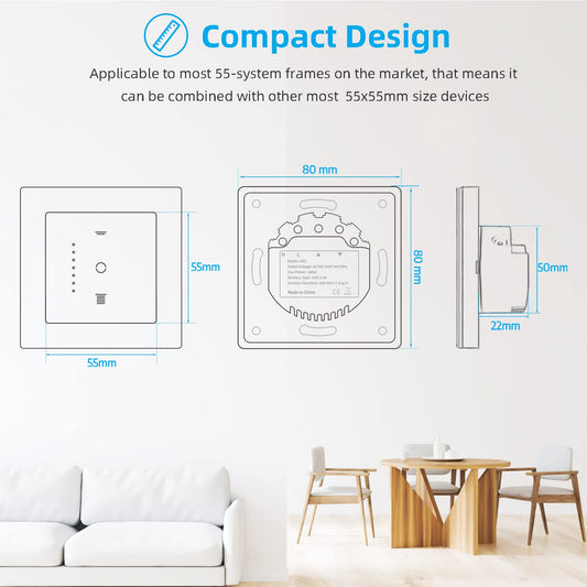 WLAN Rollladenschalter, [6 Gen] Jalousien Schalter Mit Steuerbarer LED, Smart Rolladen Zeitschaltuhr Benötigt Nullleiter, Rolladensteuerung Kompatibel Mit Echo Alexa/Google, 4 Stücke