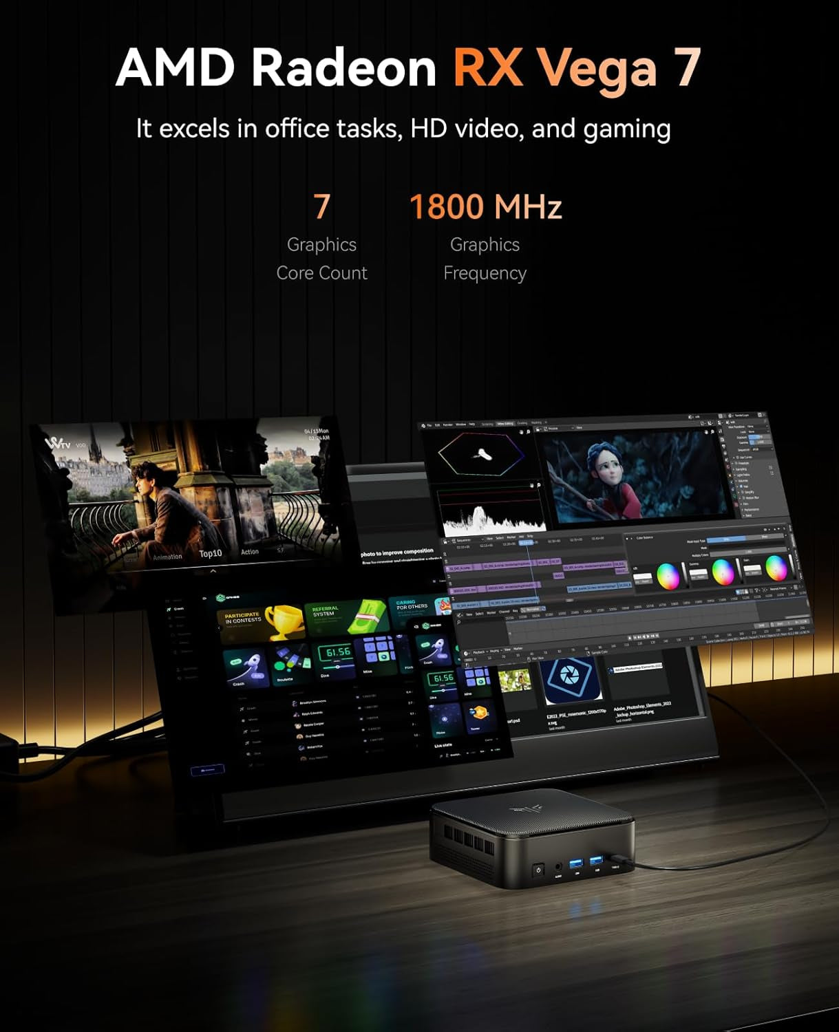 Nipogi E3B Mini PC AMD Ryzen 5 7430U(Bis Zu 4,3Ghz) 16GB DDR4 512GB SSD Mit Radeon RX Vega 7 Graphics Micro Desktop Computer Für Büro/Heimkino/Meeting/Business/Trip |Wifi 6|BT 5.2|USB3.2