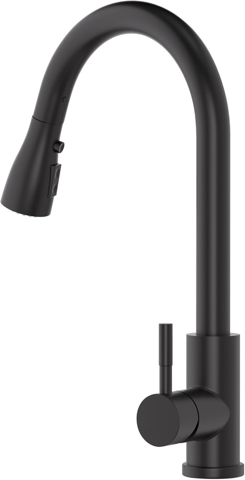 Wasserhahn Küche Schwarz, SEMANEY Hochdruck Küchenarmatur Ausziehbar, 3 Funktionen Einhebel Spültischarmatur Küche, 360° Schwenkbar Armatur Mischbatterie Küche, Edelstahl