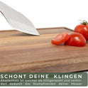 WALDWERK Schneidebrett 3Er Set (40X30 / 33X24 / 26X18Cm) Aus Massiver Akazie - Schneidebretter Mit Brettständer - 2Cm Dicke Holzbretter Mit Saftrille - Design Schneidebrett Set