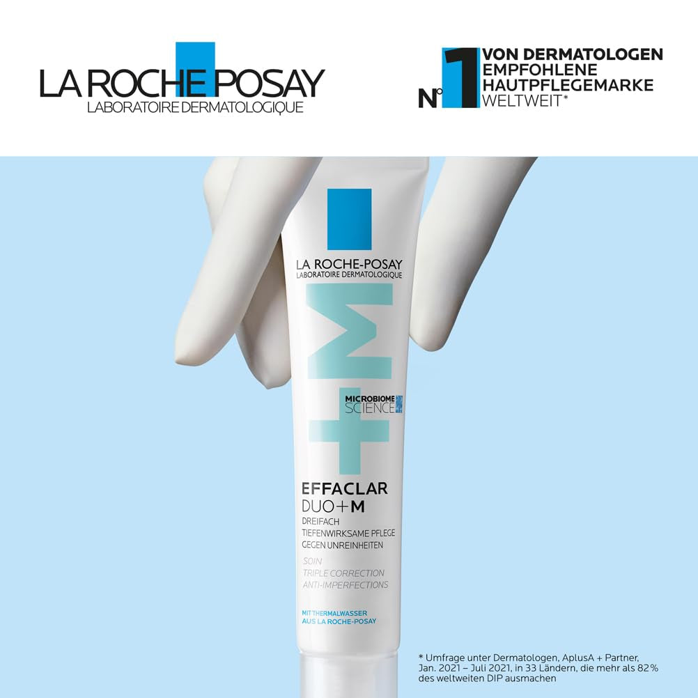 La Roche Posay Anti-Akne Gesichtscreme, Dreifach Tiefenwirksame Pflege Gegen Pickel, Mitesser Und Unreinheiten, Mit Anti-Rückfall-Effekt, Mit Niacinamid, Phylobioma Und Procerad, Effaclar Duo+M, 40 Ml
