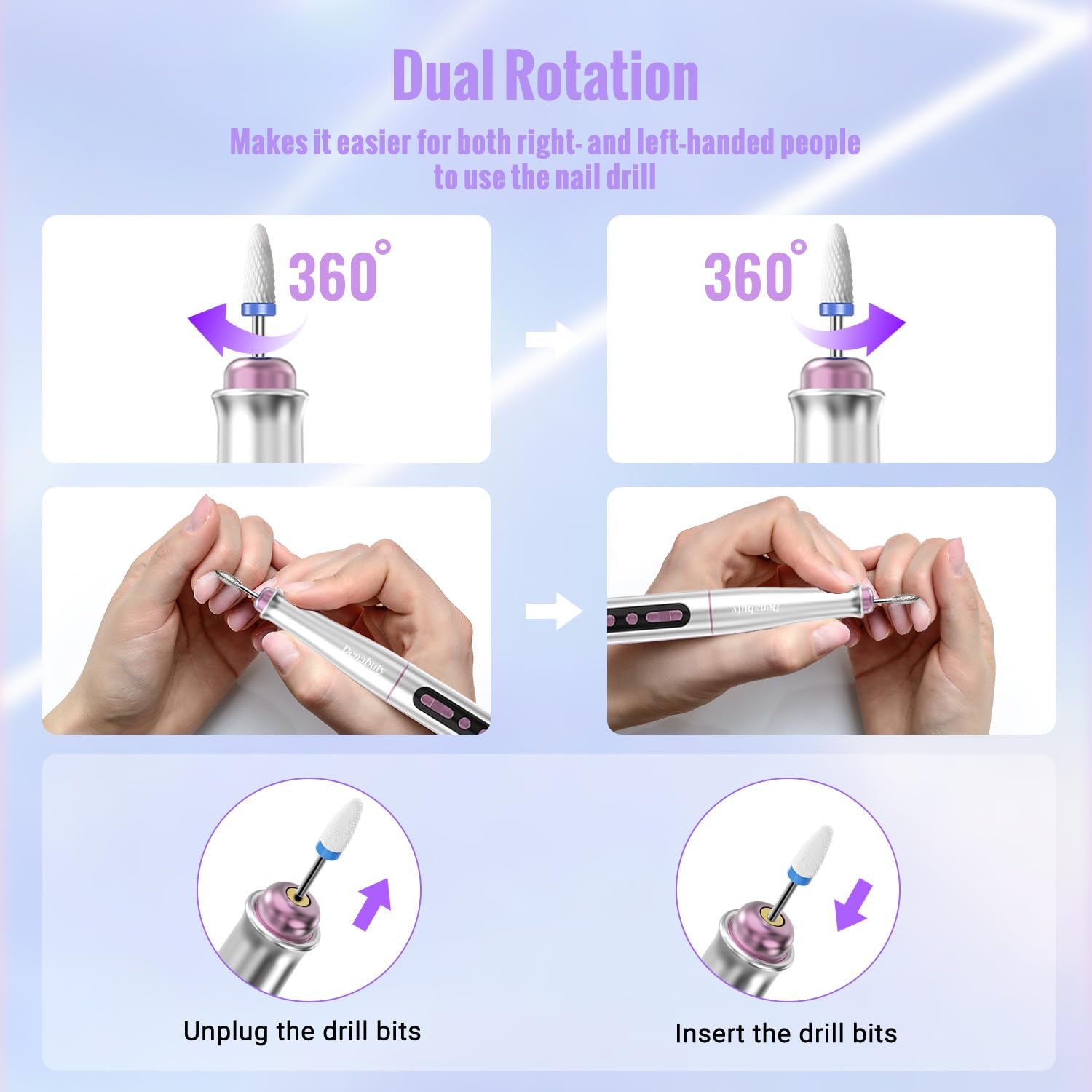 Nagelfräser Kabellos, 13 in 1 Fräser Für Gelnägel 35000 U/Min, Elektrische Nagelfeile Professionell Nail Drill, Maniküre Und Pediküre Set Elektrisch Für Semi Permanent, Acrylnägel DN-2402