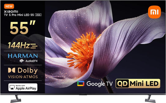 XIAOMI TV S Pro Mini LED 55, Smart TV, 4K QLED 144Hz Google TV, Dolby Vision, Dolby Atmos, HDR 10+, DTS-X, Harman Audioefx, Triple Tuner, DVB-T2, Prime Video, Google Assistant, Airplay 2
