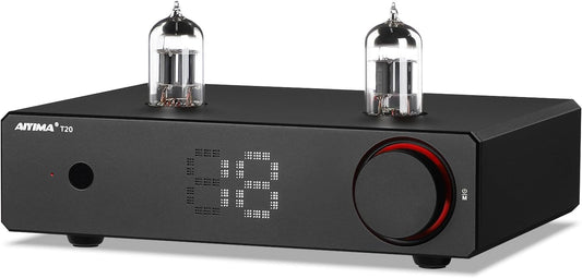AIYIMA T20 Balanced Tube Vorverstärker LME49720 Für Hifi-Heim-Audio Mini-Vakuumröhren-Vorverstärker Mit Cinch-/Xlr-Ein- Und Ausgängen Und 12-V-Triggerausgang (DC12V 2A-Netzteiladapter)