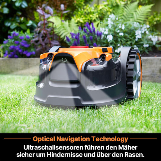 Lawnmaster Ocumow®16 Mähroboter Kabellos Für Rasenflächen Bis Zu 200 ㎡ Hindernisvermeidung Geräuscharmer Mähroboter Ohne Begrenzungskabel VBRM16 Plus