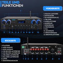 Pyle Amplifier, 800W Bluetooth Verstärker – 4-Kanal Mini Amp Mit MP3, USB, AUX, SD, Mikrofon, FM, RCA, Reverb/Delay – Stereo Für Heimkino, Studio & Theater