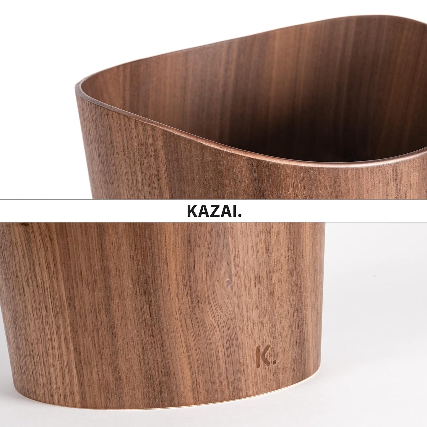 Kazai. Echtholz Papierkorb Börje | Holz Mülleimer Für Büro, Kinderzimmer, Schlafzimmer U.M. | 9 Liter | Walnuss