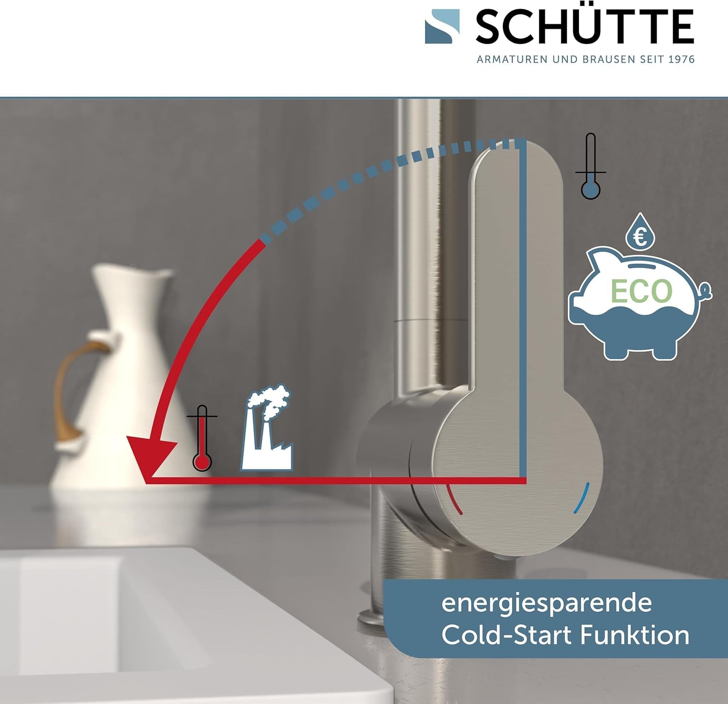 SCHÜTTE 79729 LONDON Niederdruck-Küchenarmatur in Edelstahl Mit Ausziehbarer Geschirrbrause, 360 Grad Schwenkbarer Wasserhahn Für Die Küche, Mischbatterie Mit Einhebelmischer, Spültischarmatur