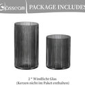 Glasseam Verstärktes Windlicht Glas Kerzengläser: 2Er Set Schwarz Kerzenglas Kerzenhalter Stumpenkerzen Für Tischdeko Glaszylinder Für Kerzen Modern Vase Windlicht Outdoor Für Deko Wohnzimmer