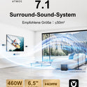 ULTIMEA 7.1 Surround Sound System Für TV Mit Dolby Atmos, App Steuerung, 4 Kabelgebundene Surround-Lautsprecher, 460W Soundbar Für Smart TV Mit Wireless Subwoofer, Heimkino Sound System, Poseidon D80
