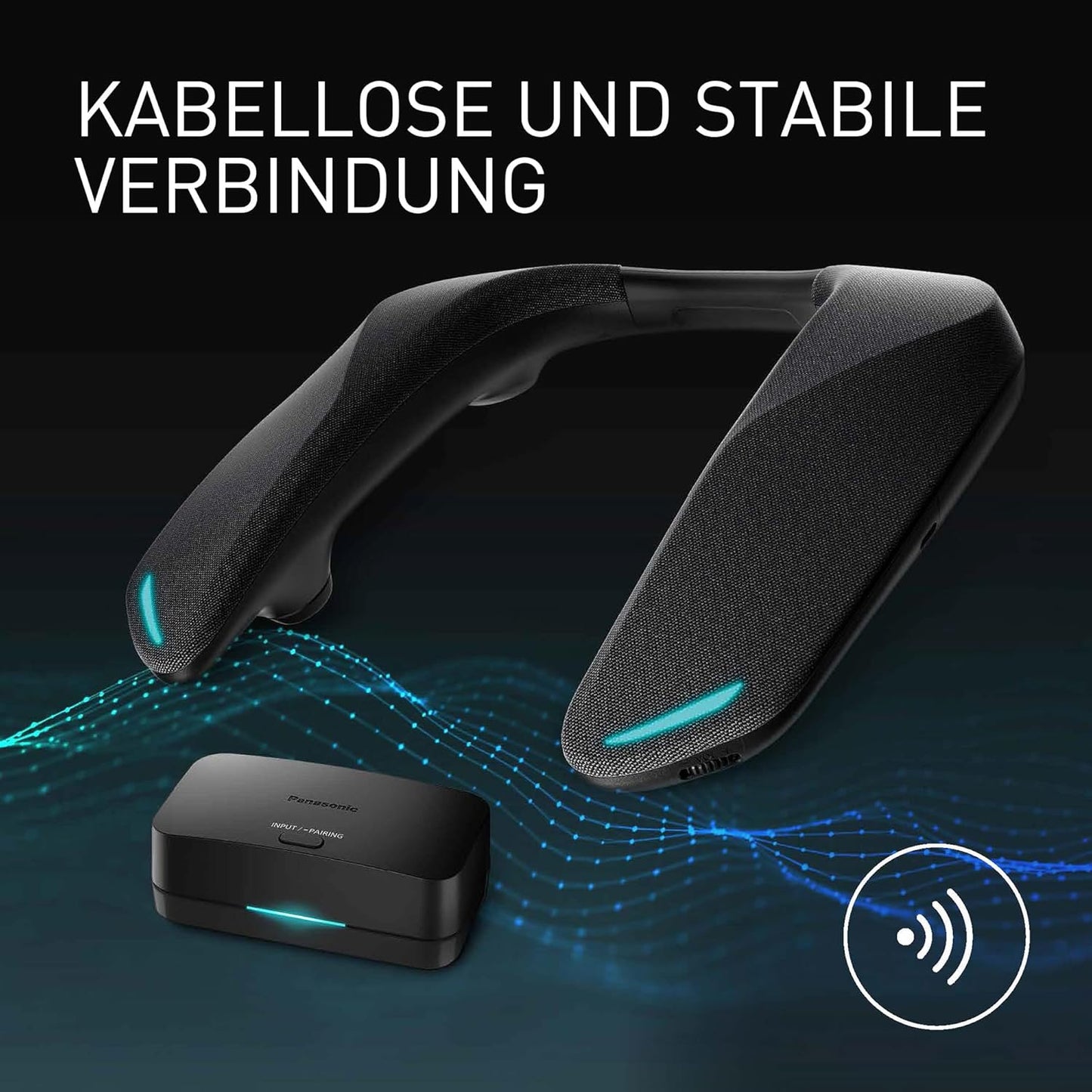 Panasonic SC-GNW30 Kabelloser Heimkino Nacken-Lautsprecher Surround Sound System Mit Integriertem Mikrofon; HDMI 2.1, USB, Bluetooth 9H Akkulaufzeit, Kompatibel Mit TV, PC, Macos, Ps4/Ps5/Switch/Xbox