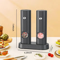 CIRCLE JOY Salz Und Pfeffermühlen Elektrische 2Er Set Batteriebetriebenen Gewürzmühle Mit Basis, Weißem Led-Licht Und Einstellbarer Grobheit, Schwarz