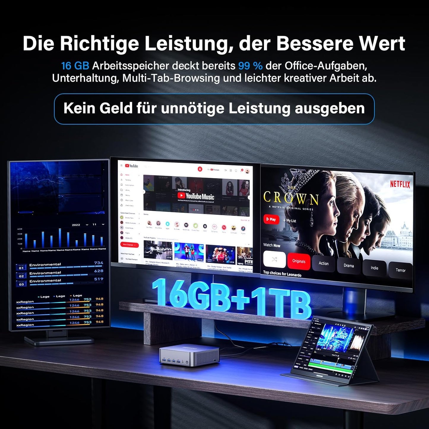 GEEKOM [Einziger Europäischer Hardware Preis Für Intel Mini PC GT13 Max Mit Intel Core Ultra 9-185H(14Th) Mini Desktop Computer|Echtzeit-Ar|1Tb SSD+16GB Ddr5|6×Usb|Windows 11 Pro|4×8K Ausgänge