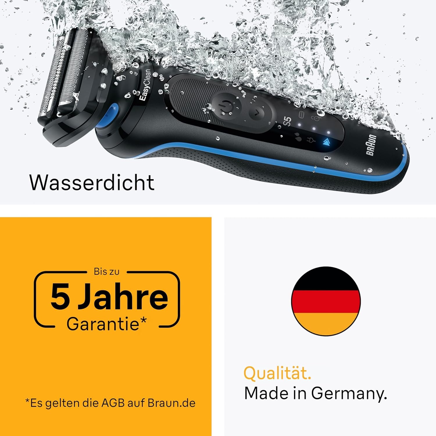 Braun Series 5 Rasierer Herren Elektrisch, Elektrorasierer, 50 Min. Akku, Rasierapparat, Präzisionstrimmer-Aufsatz, Kabelloser Nass- Und Trockenrasierer, Wasserdicht, Made in Germany, 52-B1200Si, Blau