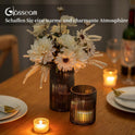 Glasseam Verstärktes Windlicht Glas Kerzengläser: 2Er Set Schwarz Kerzenglas Kerzenhalter Stumpenkerzen Für Tischdeko Glaszylinder Für Kerzen Modern Vase Windlicht Outdoor Für Deko Wohnzimmer