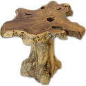 Kinaree Holz Beistelltisch ALOR Setar - Durchmesser Ca. 50-55Cm Beistelltisch Aus Teak Massivholz in Rustikaler Optik, Mit Tischplatte Aus Wurzelholz Baumscheibe (50X50X50Cm)