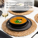 Moritz & Moritz VIDA Geschirrset 6 Personen Anthrazit 18-Tlg. - Modernes Porzellan Geschirr Set - Kratz-, Mikrowellen- & Spülmaschinenfest, Essgeschirr, Tafelservice, Kombiservice 6 Personen